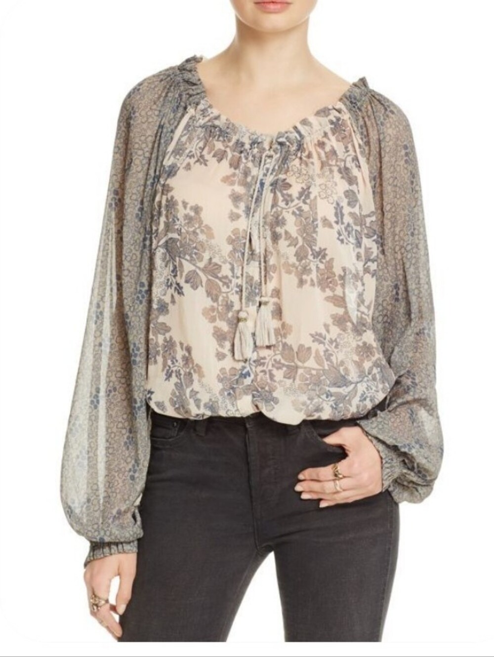 💎 Free People Women's Top Floral Peasant Blouse HENDRIX Peasant Boho